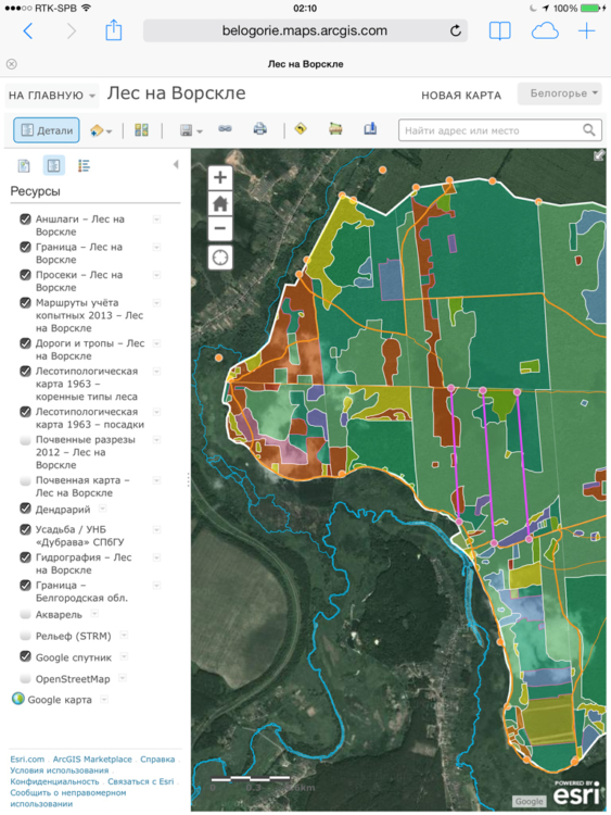 ГИС заповедника Белогорье в ArcGIS Online (1)